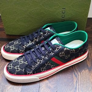 $750 Brand New Gucci Tennis 1977 Men Sneakers Black Web US 14.5 G 13.5